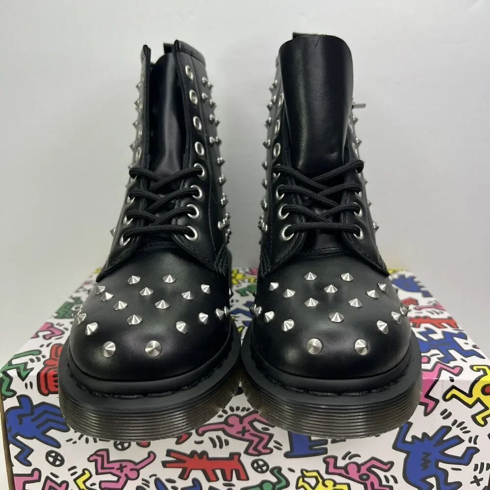 Dr. Martens 1460 Boots Wanama Studded Doc Black NEW Dr Mens Size 4 Womens Size 5